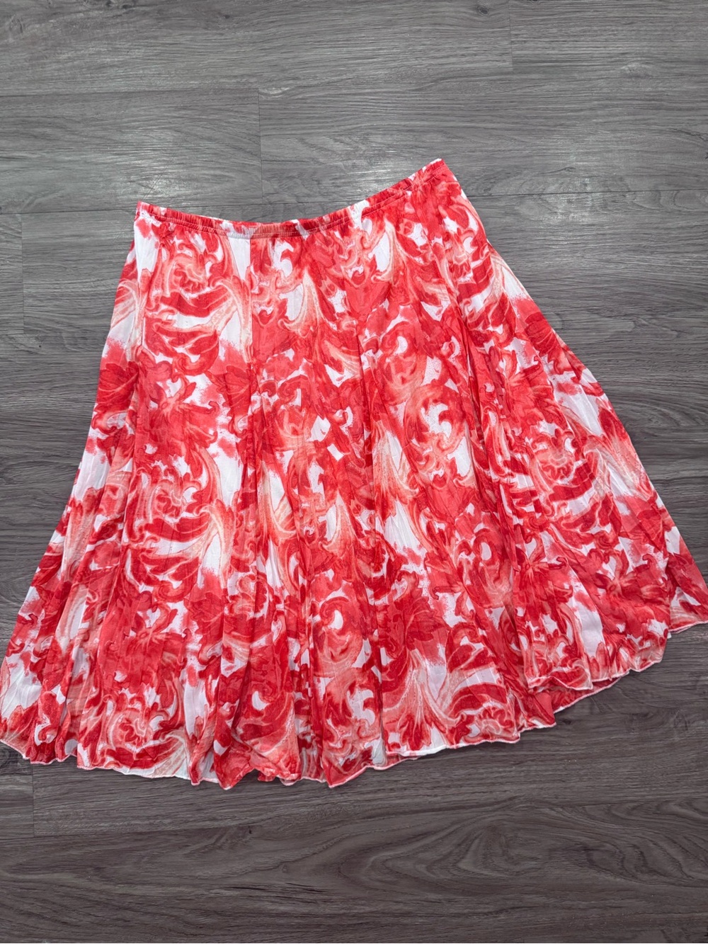 Larry Levine Red & White Marble-Print Skirt